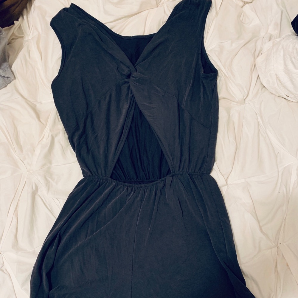 Simple gray backless romper